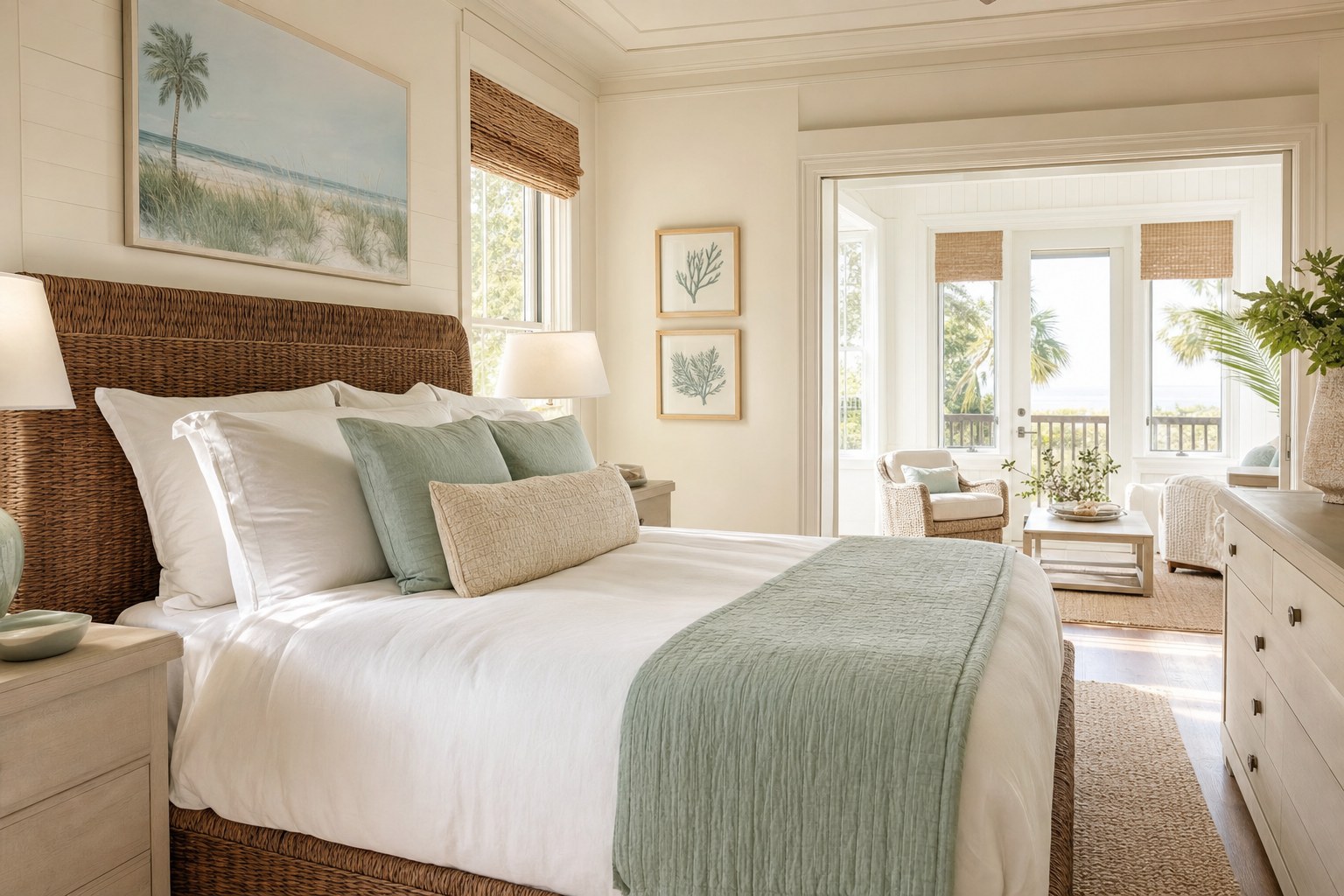 Bright, guest-ready coastal vacation rental interior