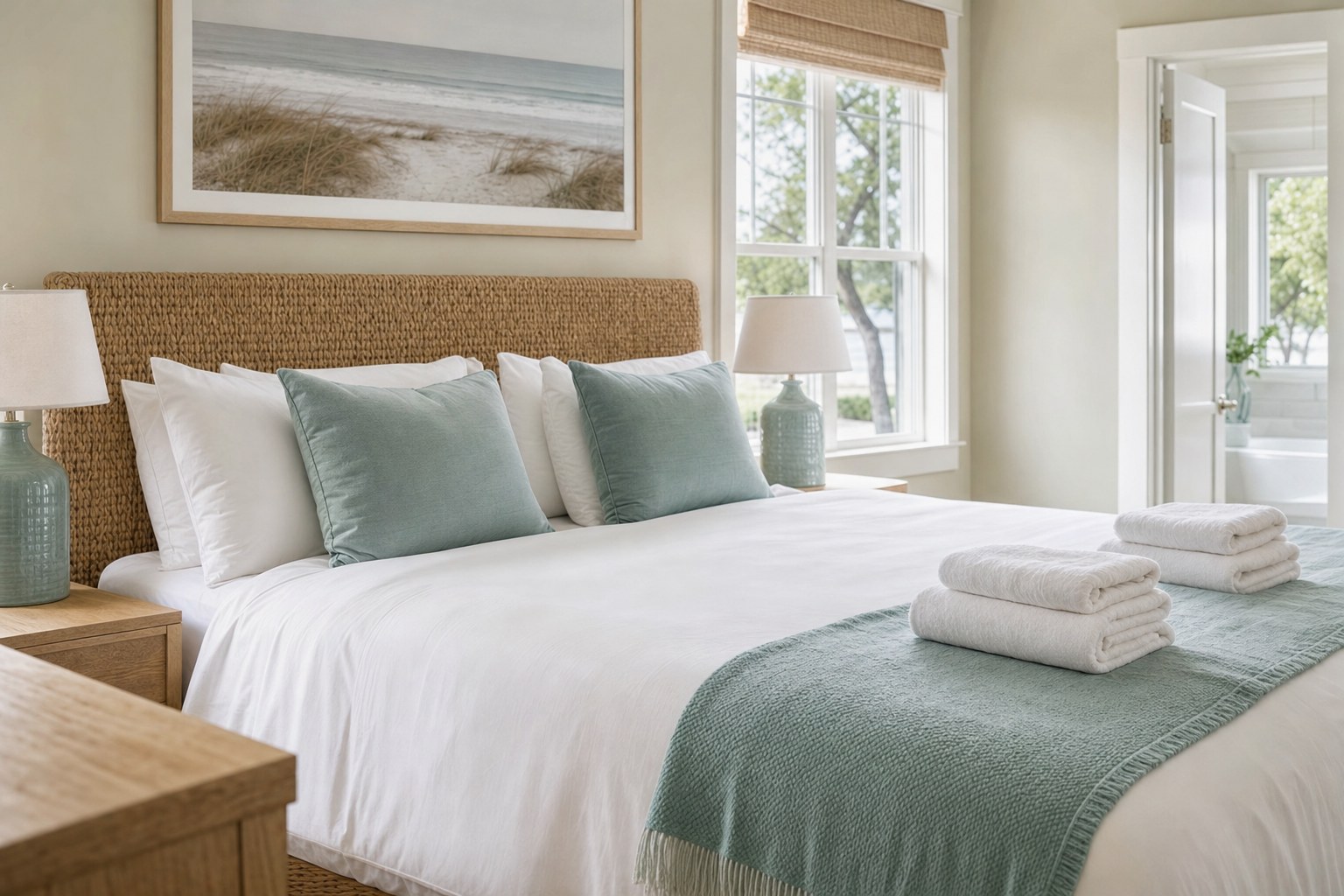 Freshly prepared vacation rental bedroom
