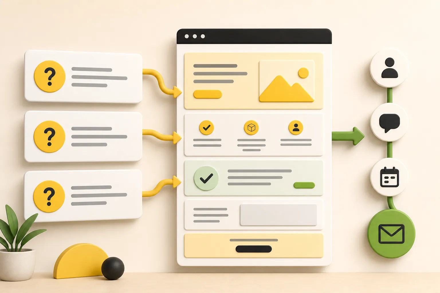 Customer questions feeding into a clearer website page and contact path