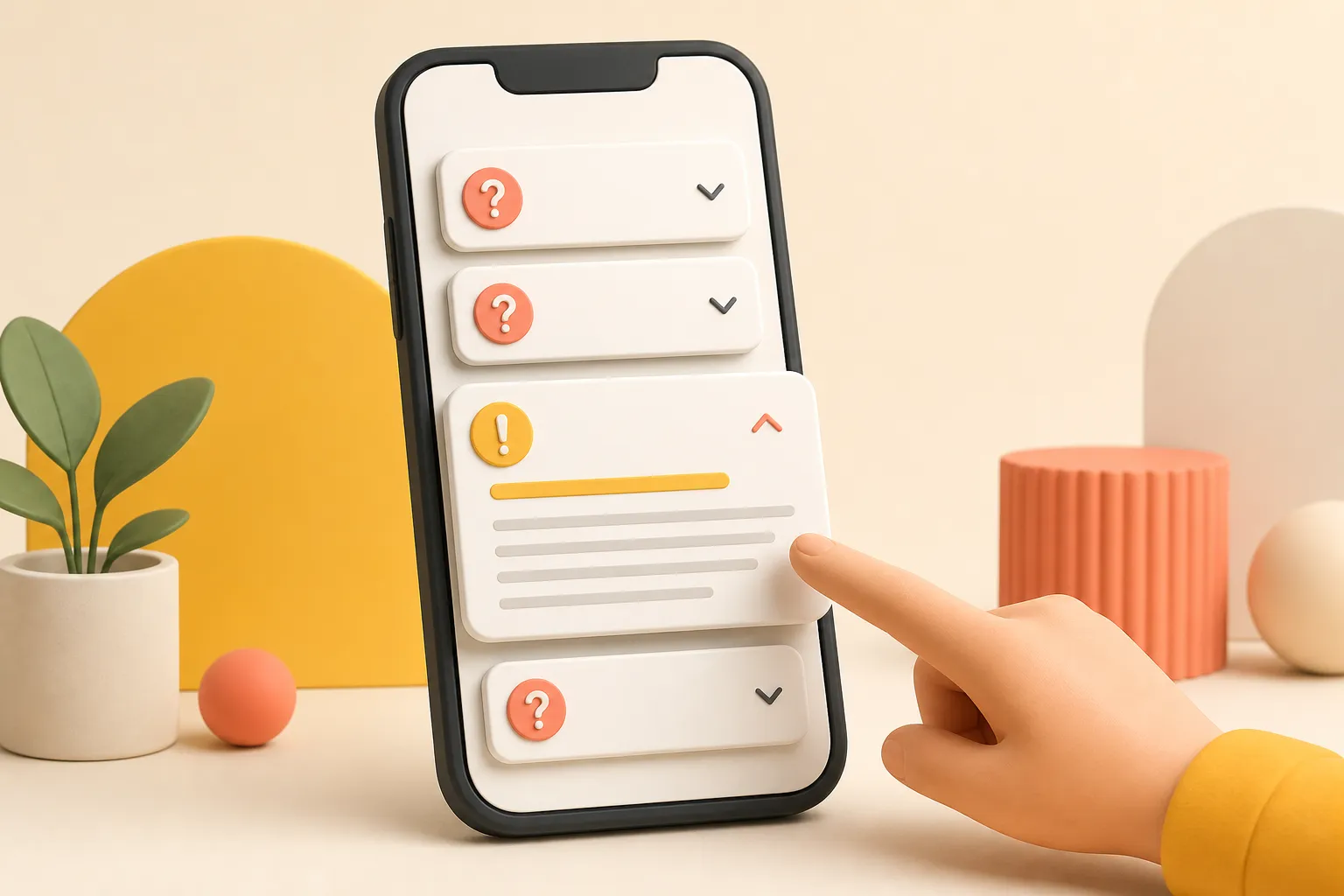 Mobile phone displaying an expanded frequently asked question answer