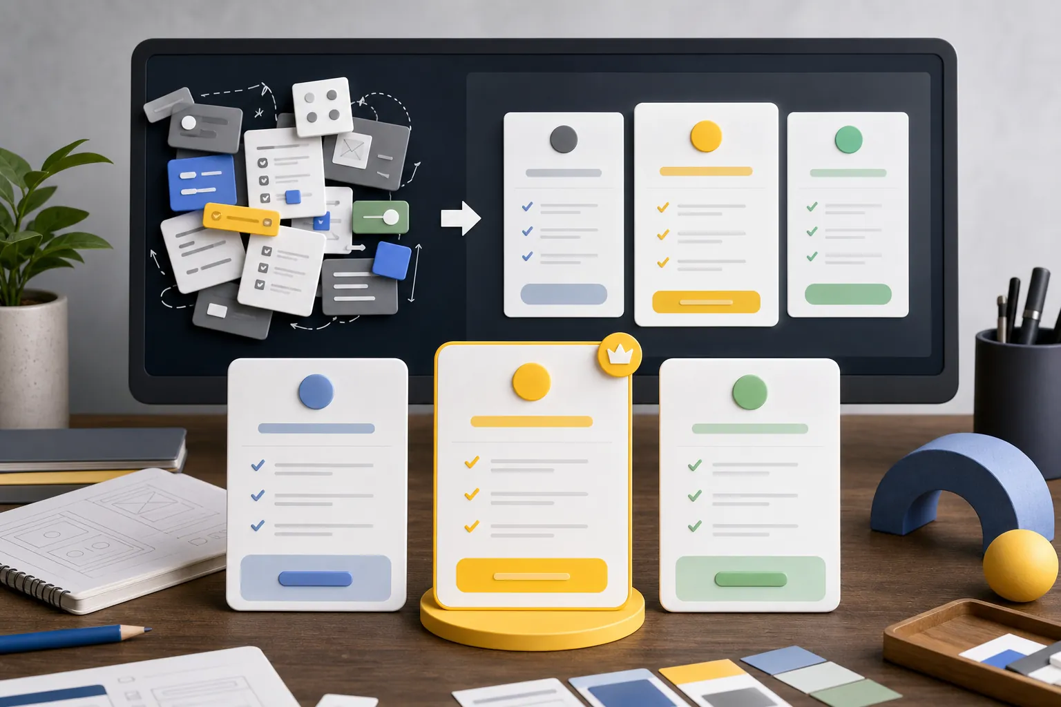 Pricing plan cards being simplified from clutter into clear buyer choices