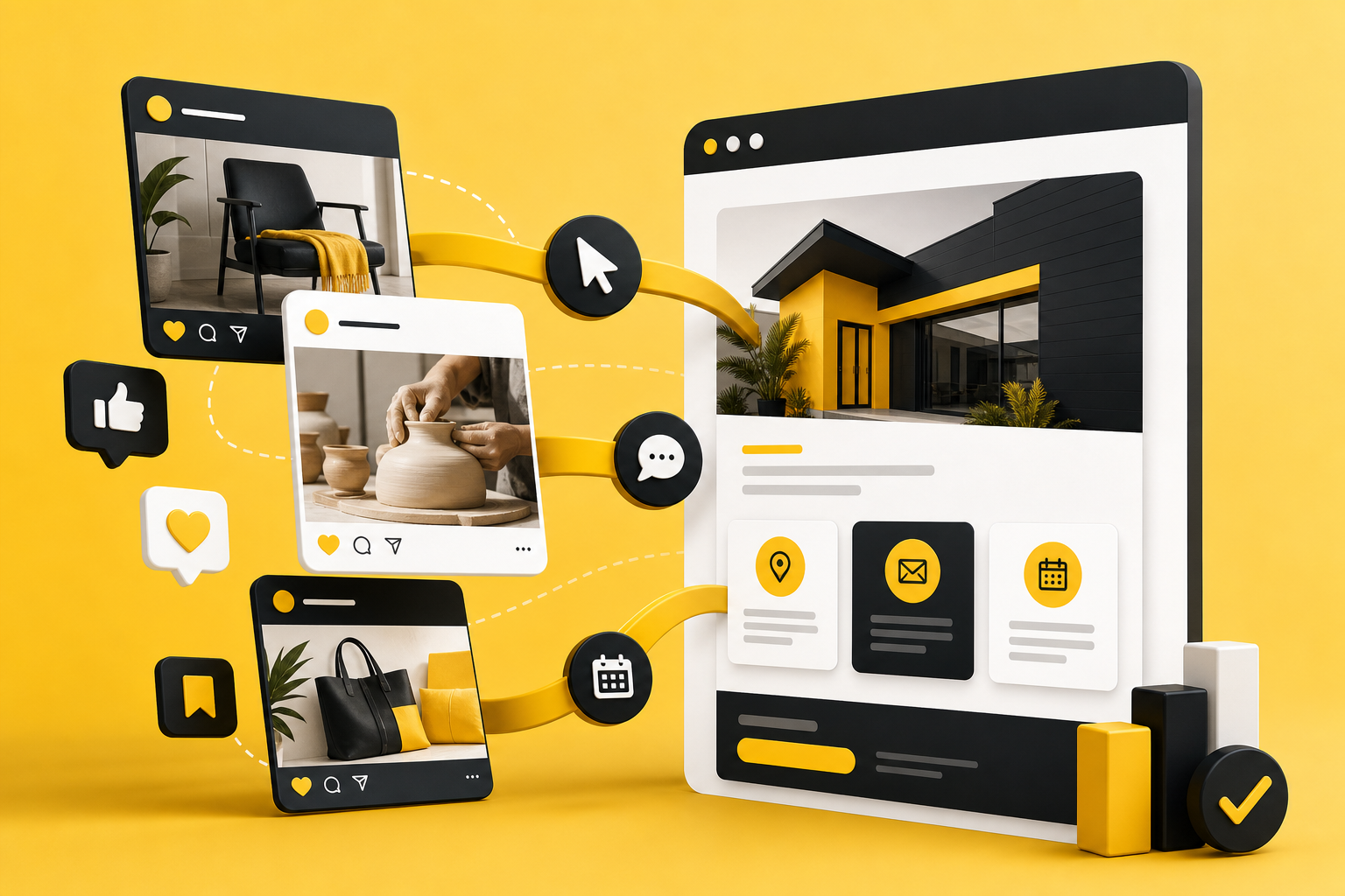 Small business social content turning into website visits and inquiries