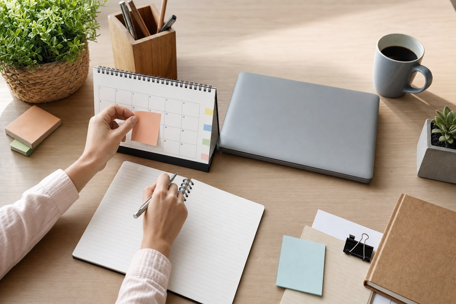 Business owner adding a reminder to keep website information current