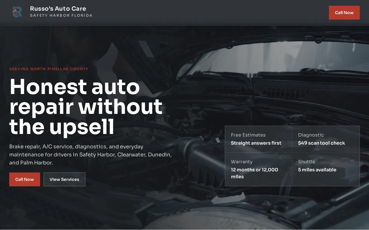 Service-business website preview for a local repair company