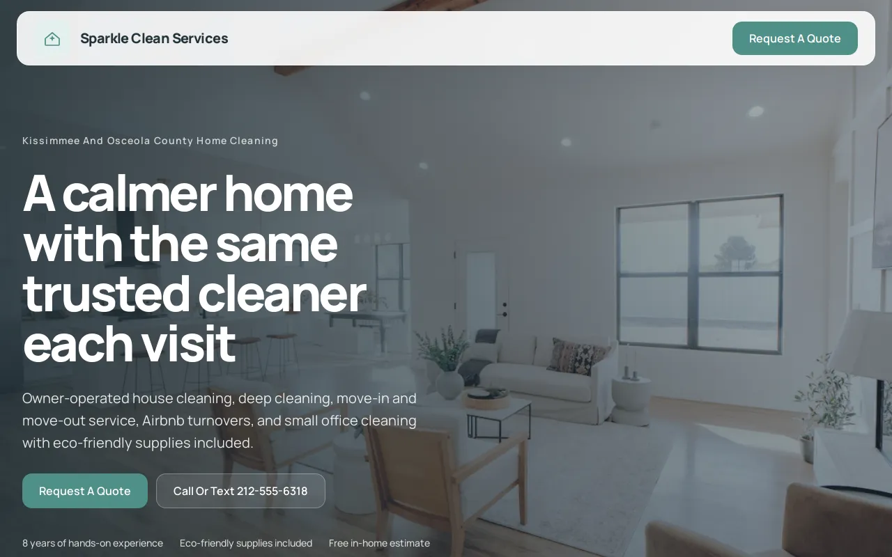 Local service business website preview with customer-focused information