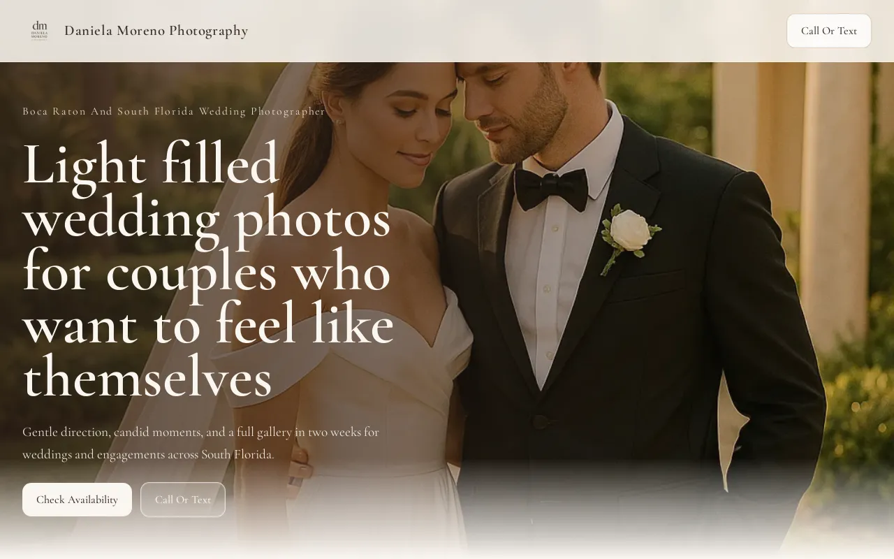 Example of a photography business website reviewed on a modern screen