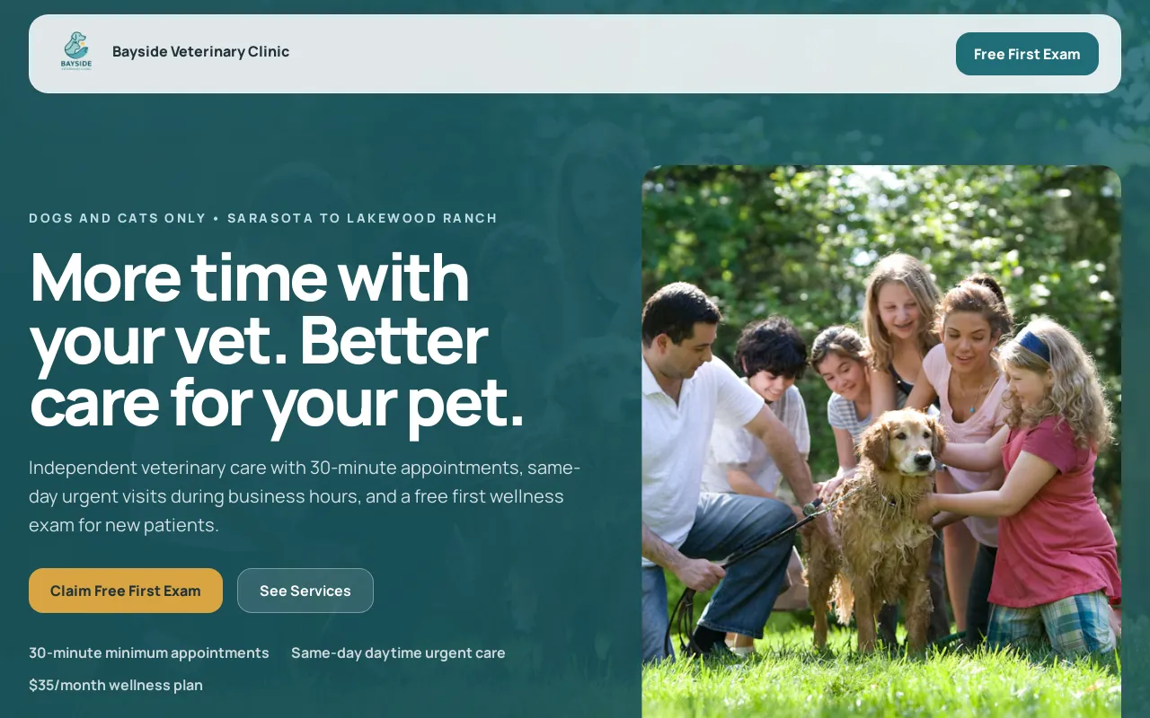 Veterinary clinic demo website built by Theo