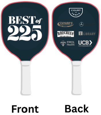 Best of 225 custom paddle, shown front and back