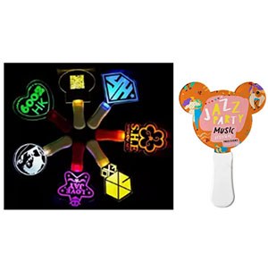 Custom light-up paddle collection with distinct logo shapes