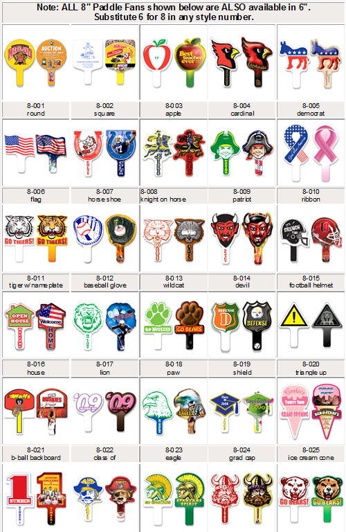 Custom Paddle Fans Design Catalog