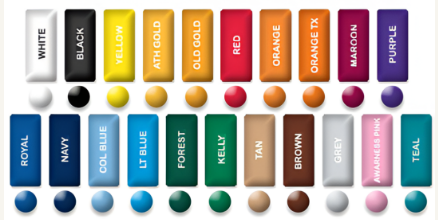 Available colored padded handles and ball colors