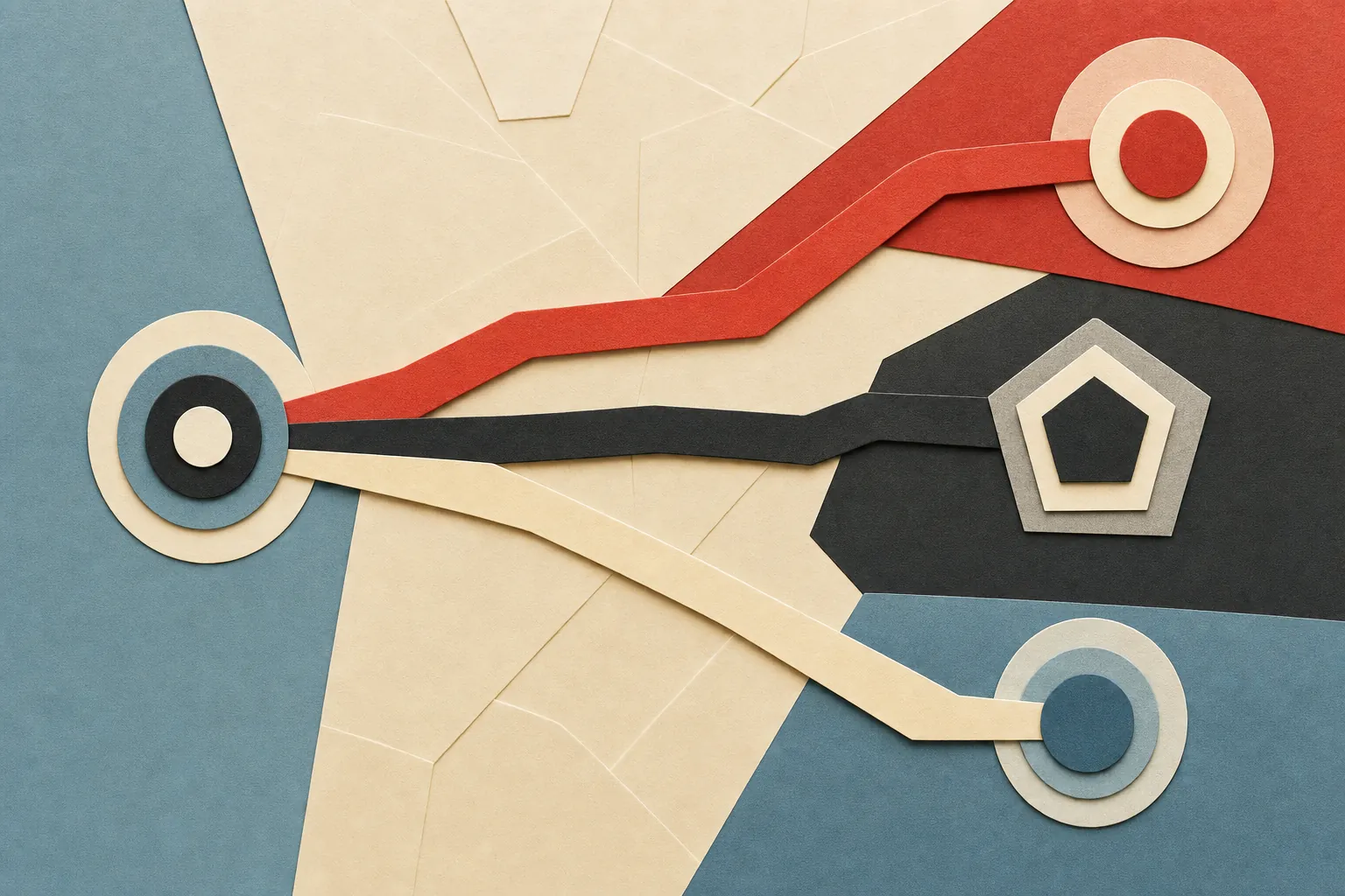 Several abstract routes joining distinct campaign touchpoints
