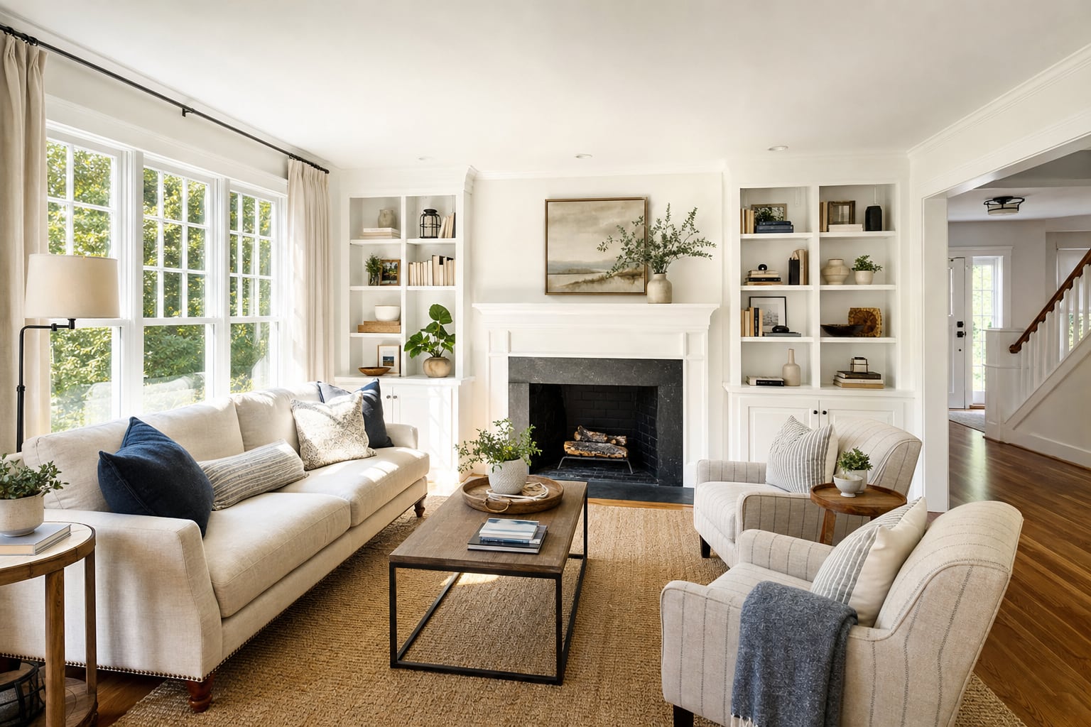 A bright, thoughtfully prepared living room