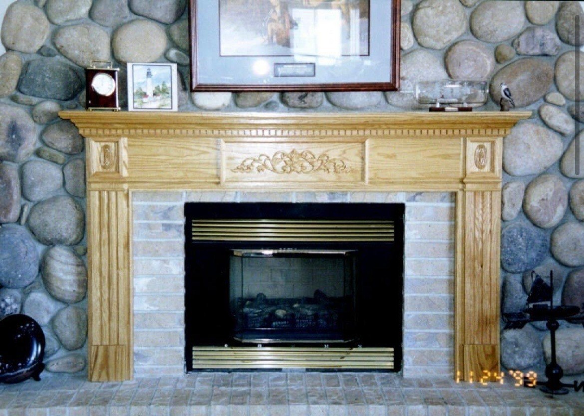 Finished custom fireplace mantel