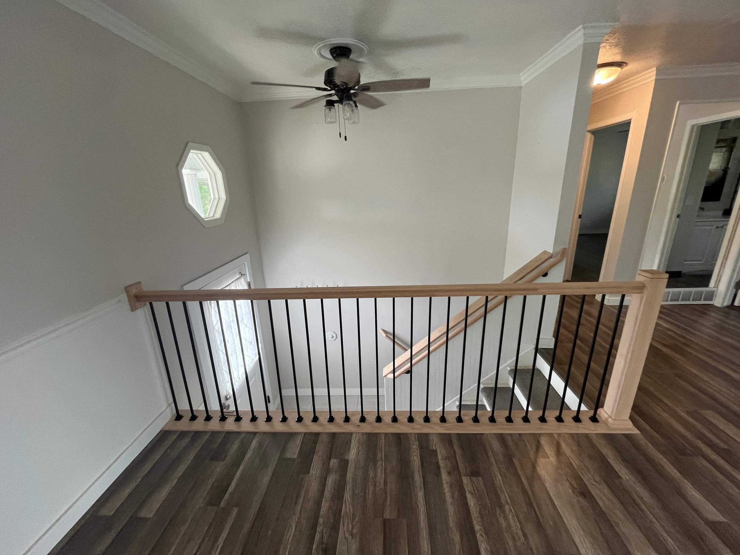 Finished interior stair railing