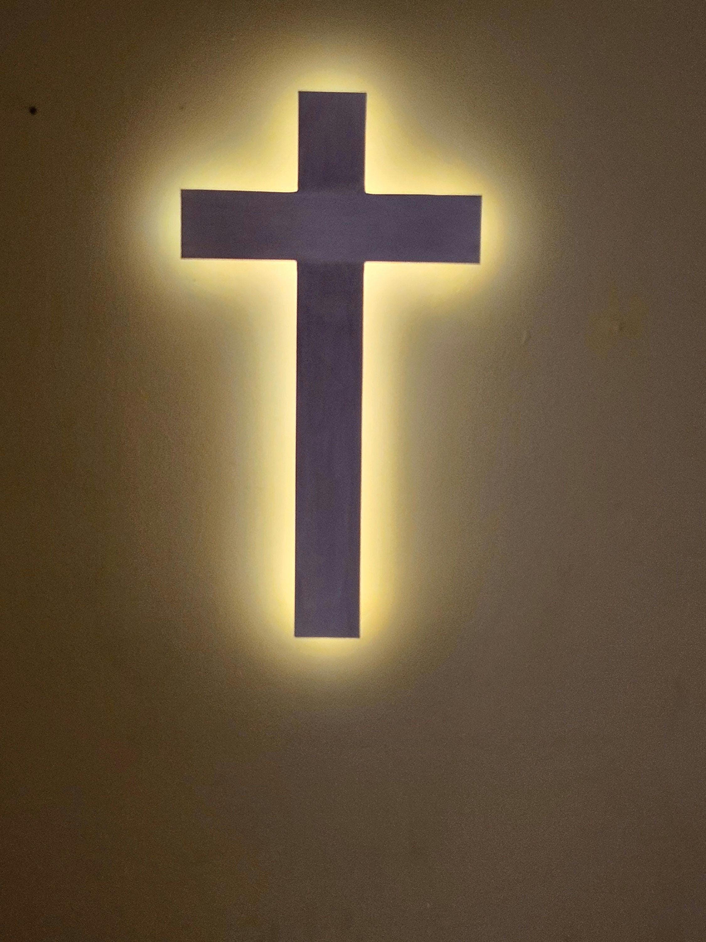 24-inch Lighted Wood Cross