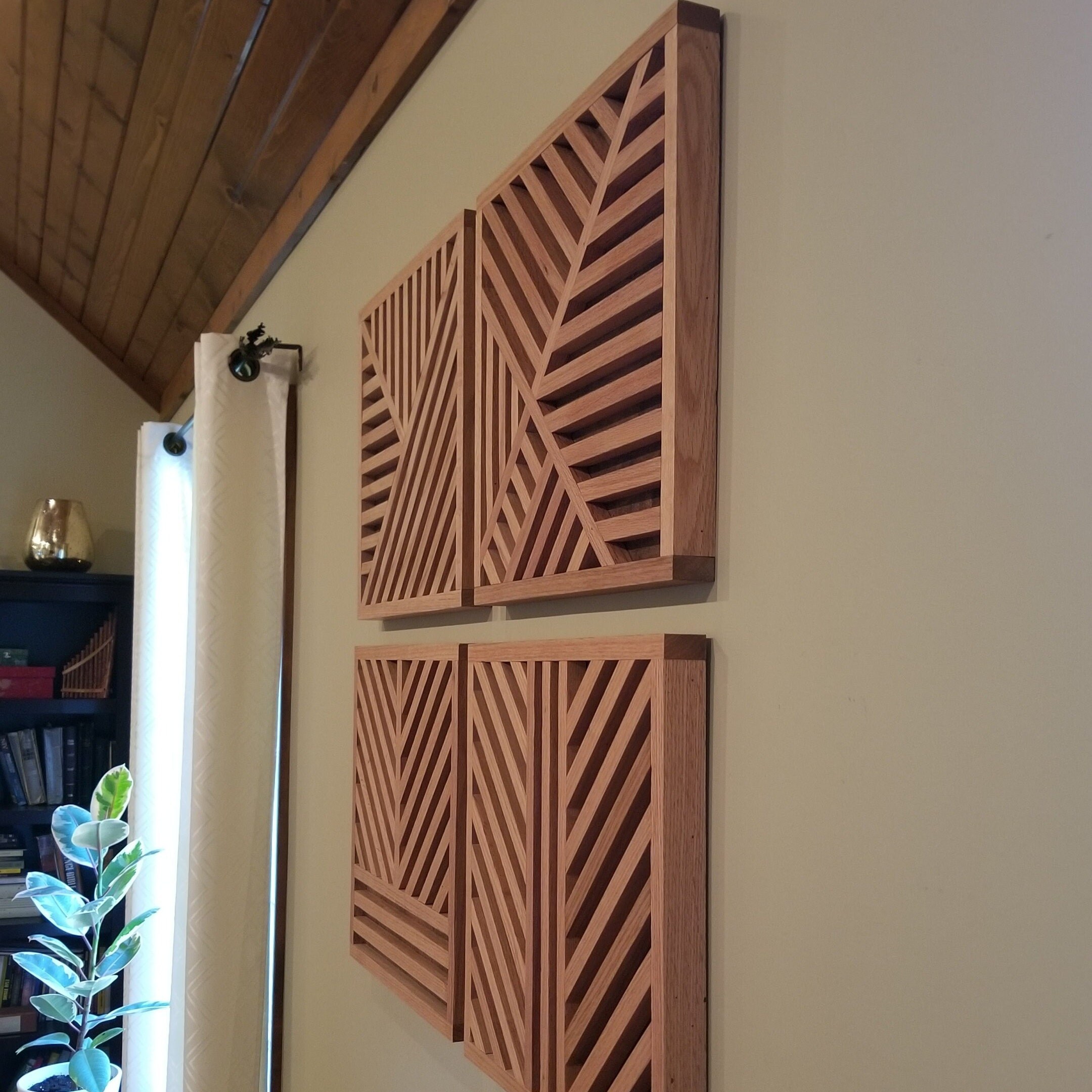 Geometric Red Oak Wall Art