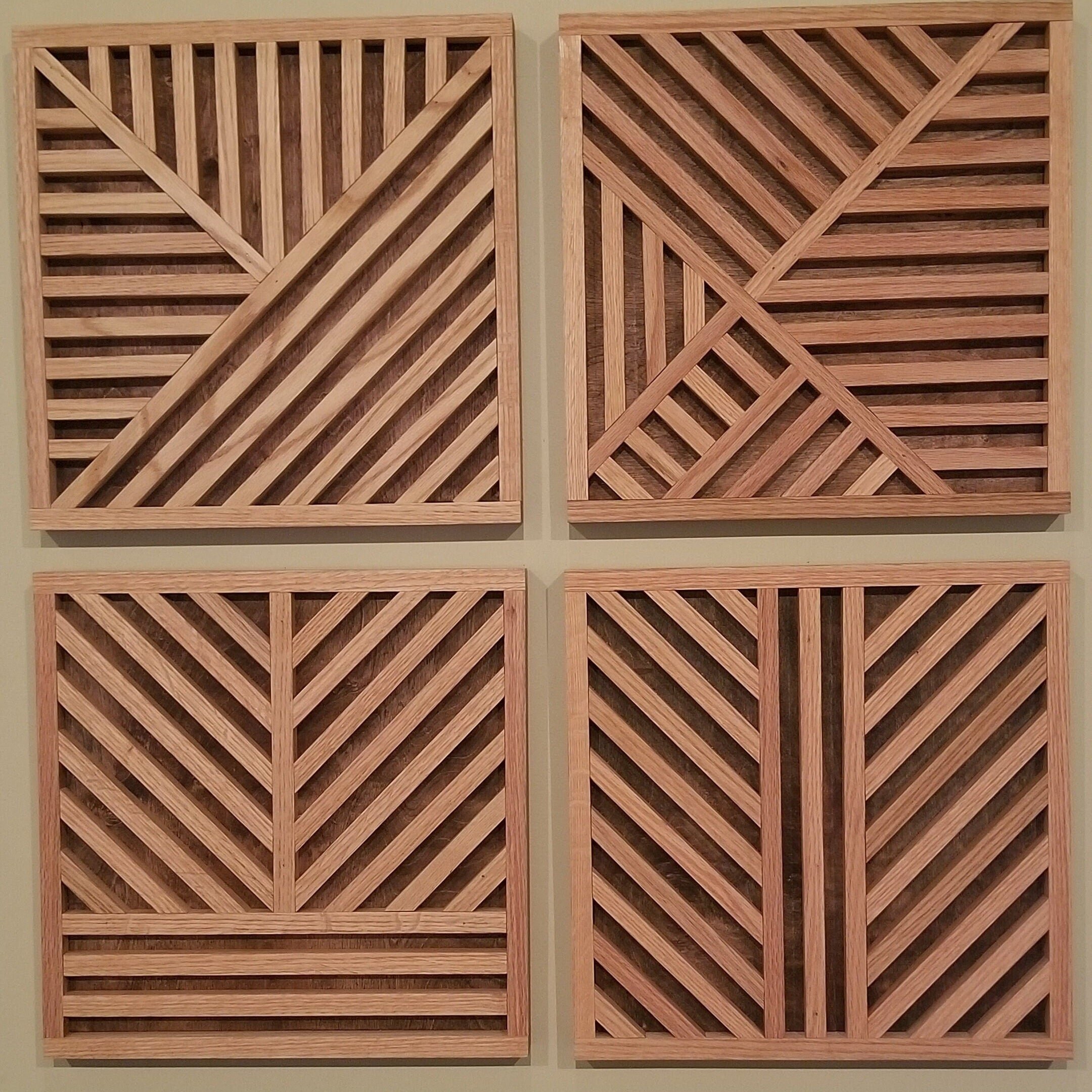 Geometric Red Oak Wall Art, detail 2