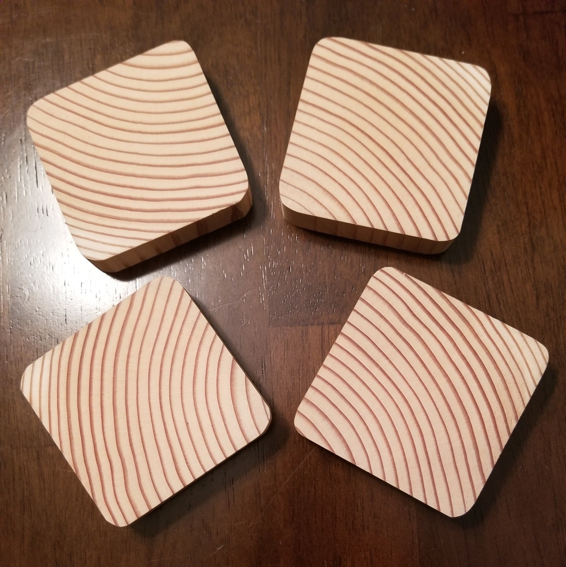 End-Cut Pine Coasters