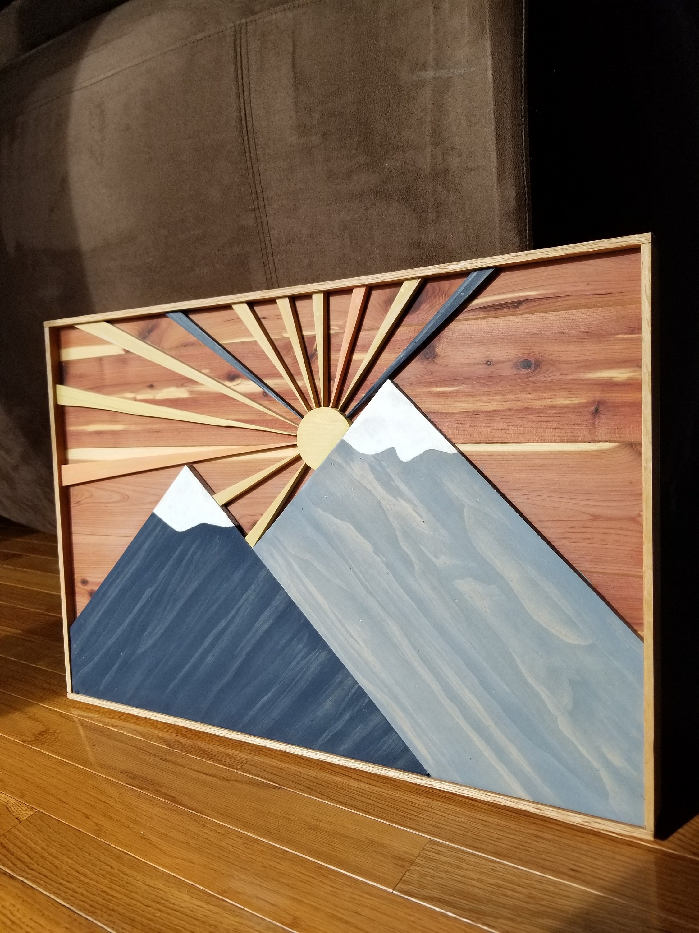 Mountain Sunrise Wood Art, detail 2