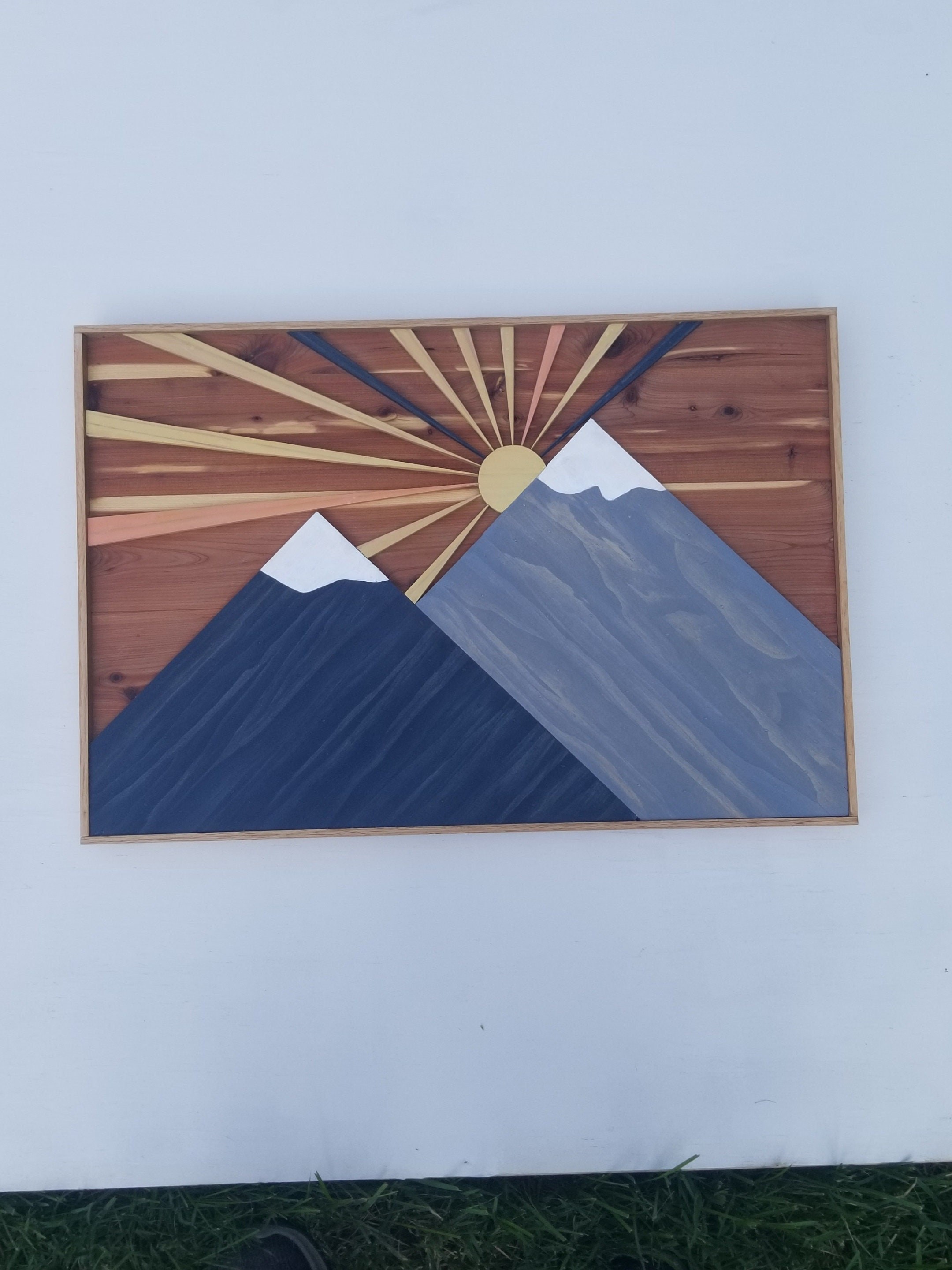 Mountain Sunrise Wood Art, detail 4