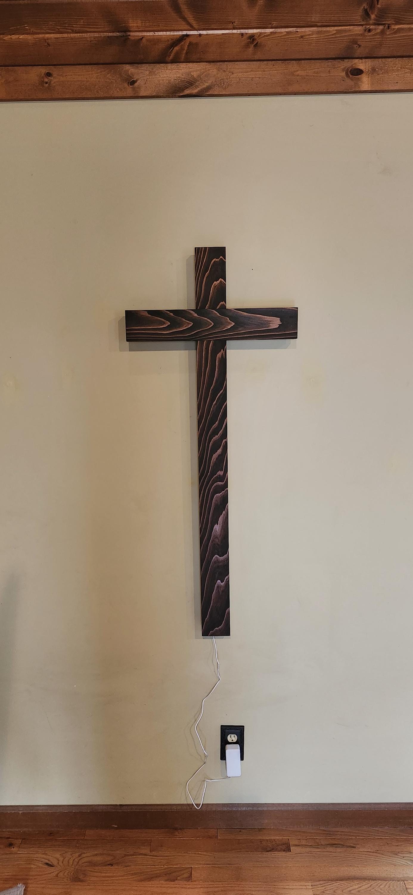 4-foot Backlit Wood Cross