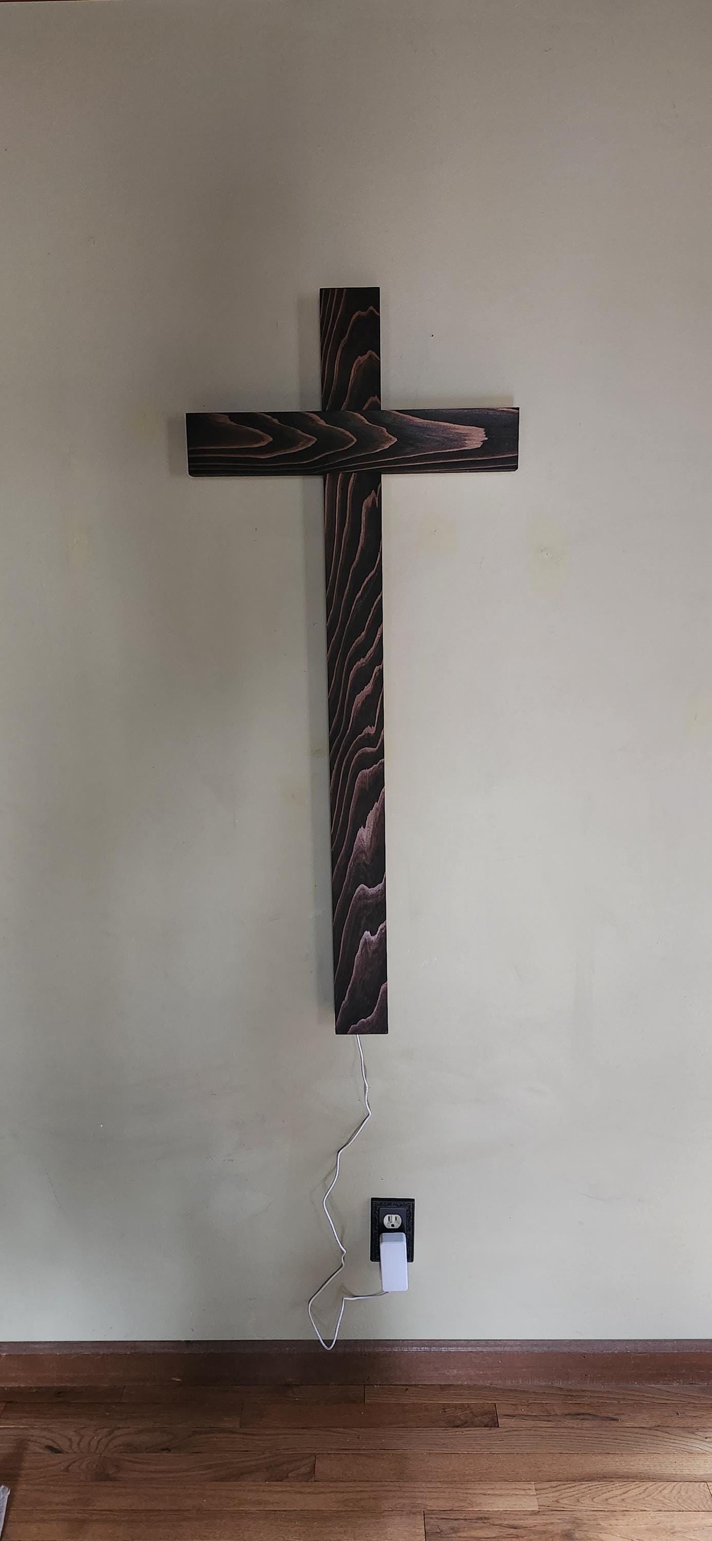4-foot Backlit Wood Cross, view 2