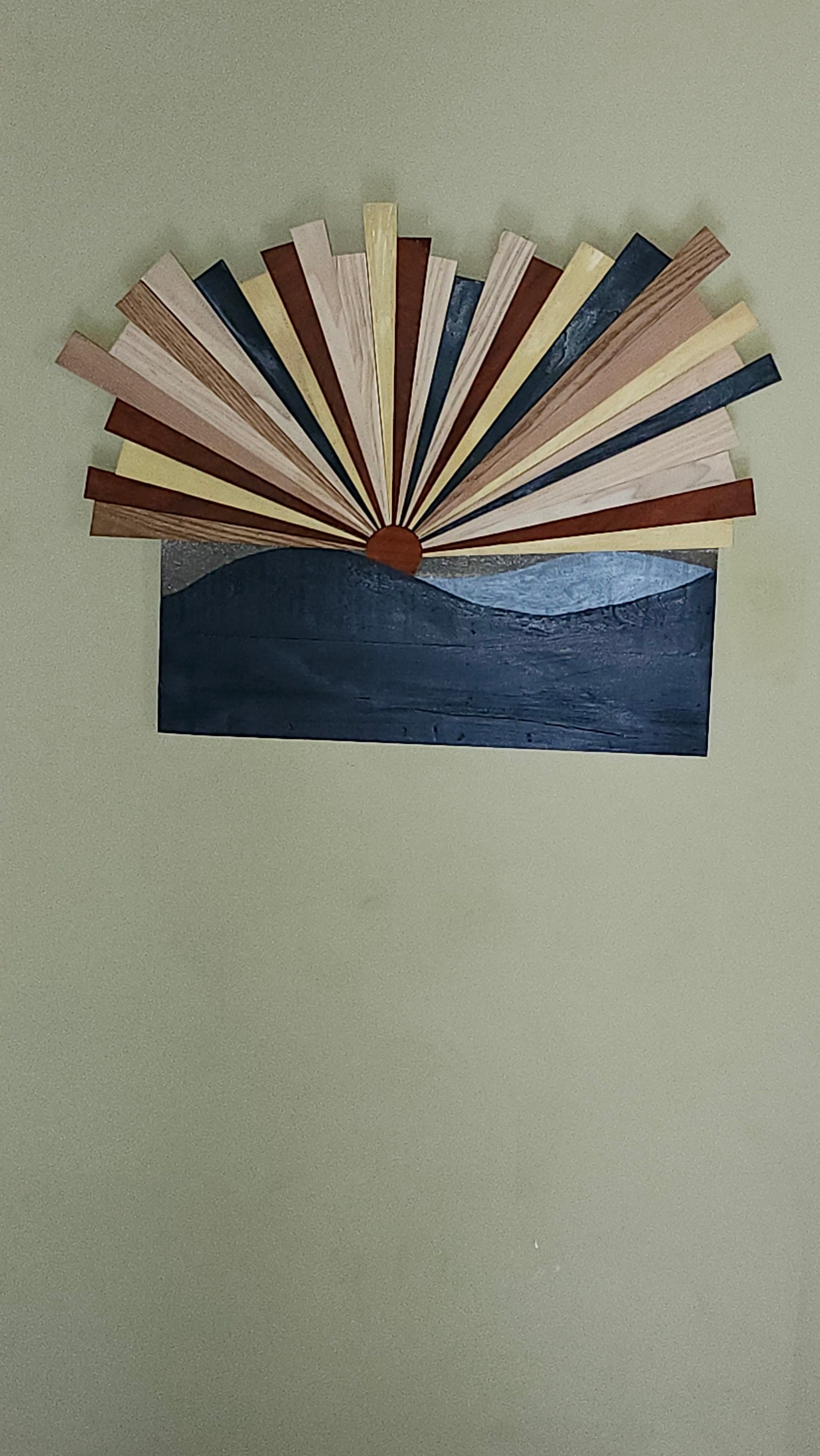 Sun Over Ocean Wood Art, detail 5