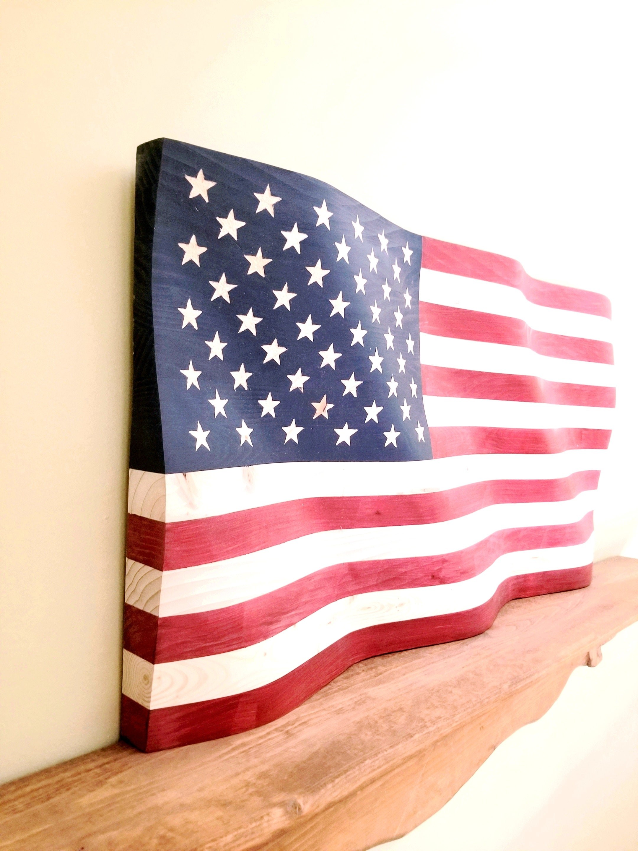 Waving Wood American Flag, detail 2