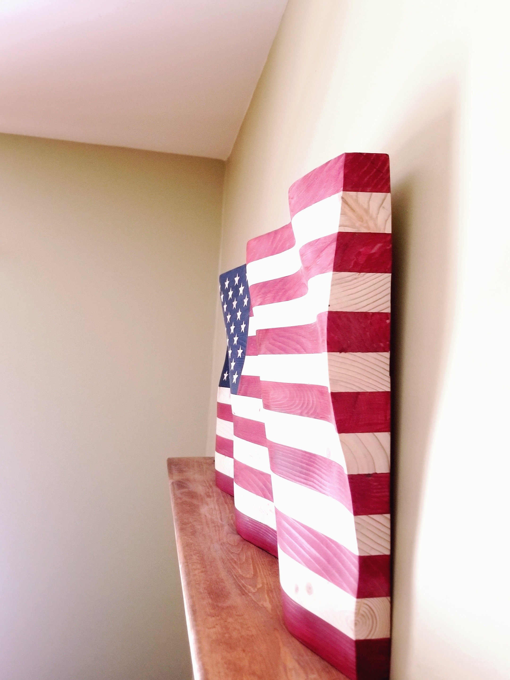 Waving Wood American Flag, detail 4