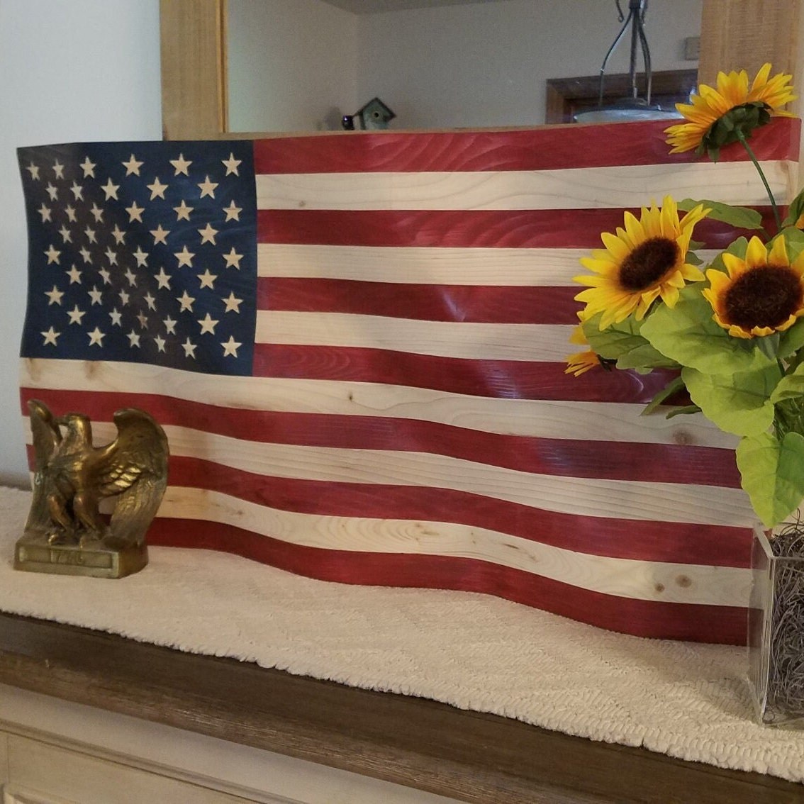 Waving Wood American Flag, detail 7