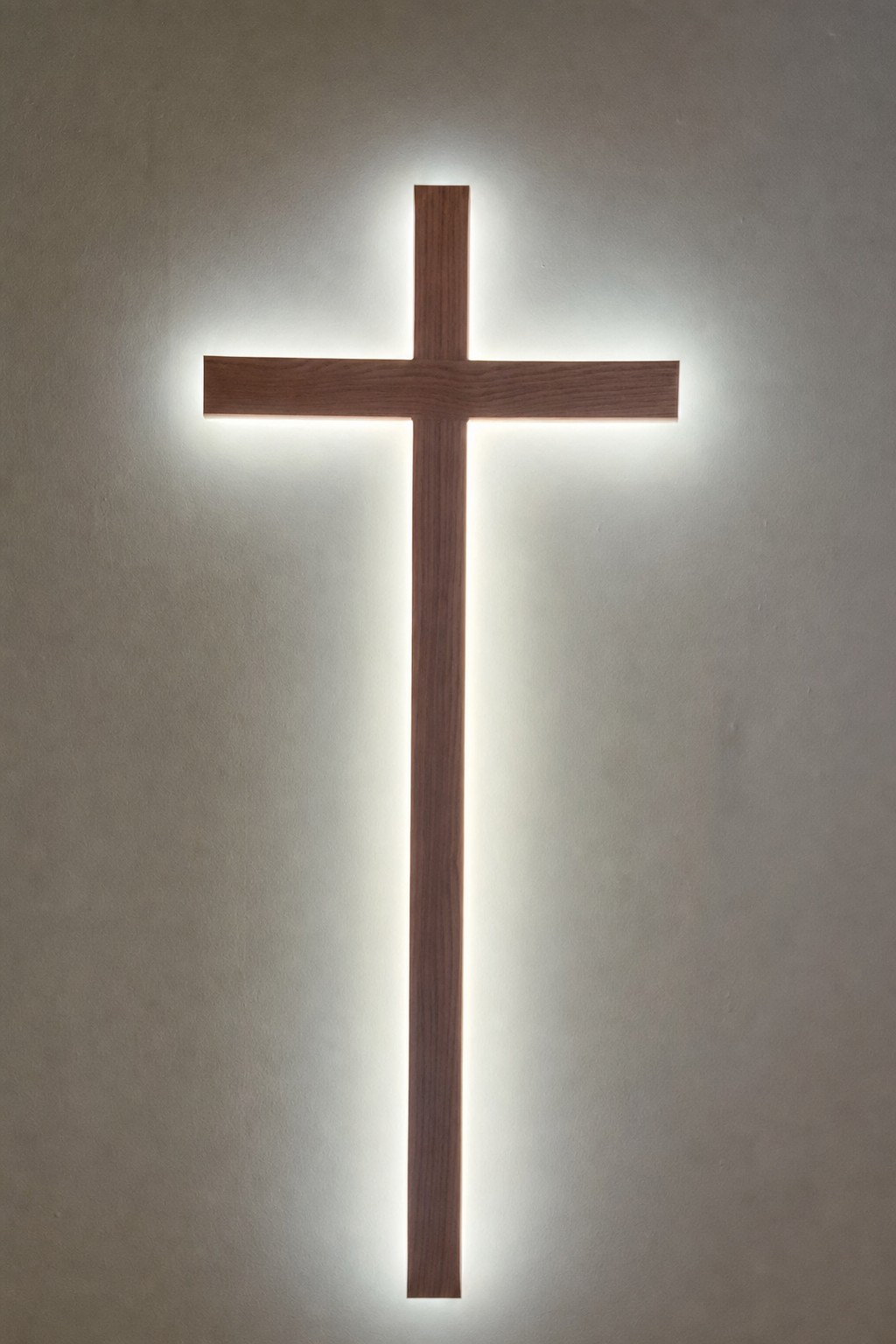 5-foot Backlit Red Oak Cross