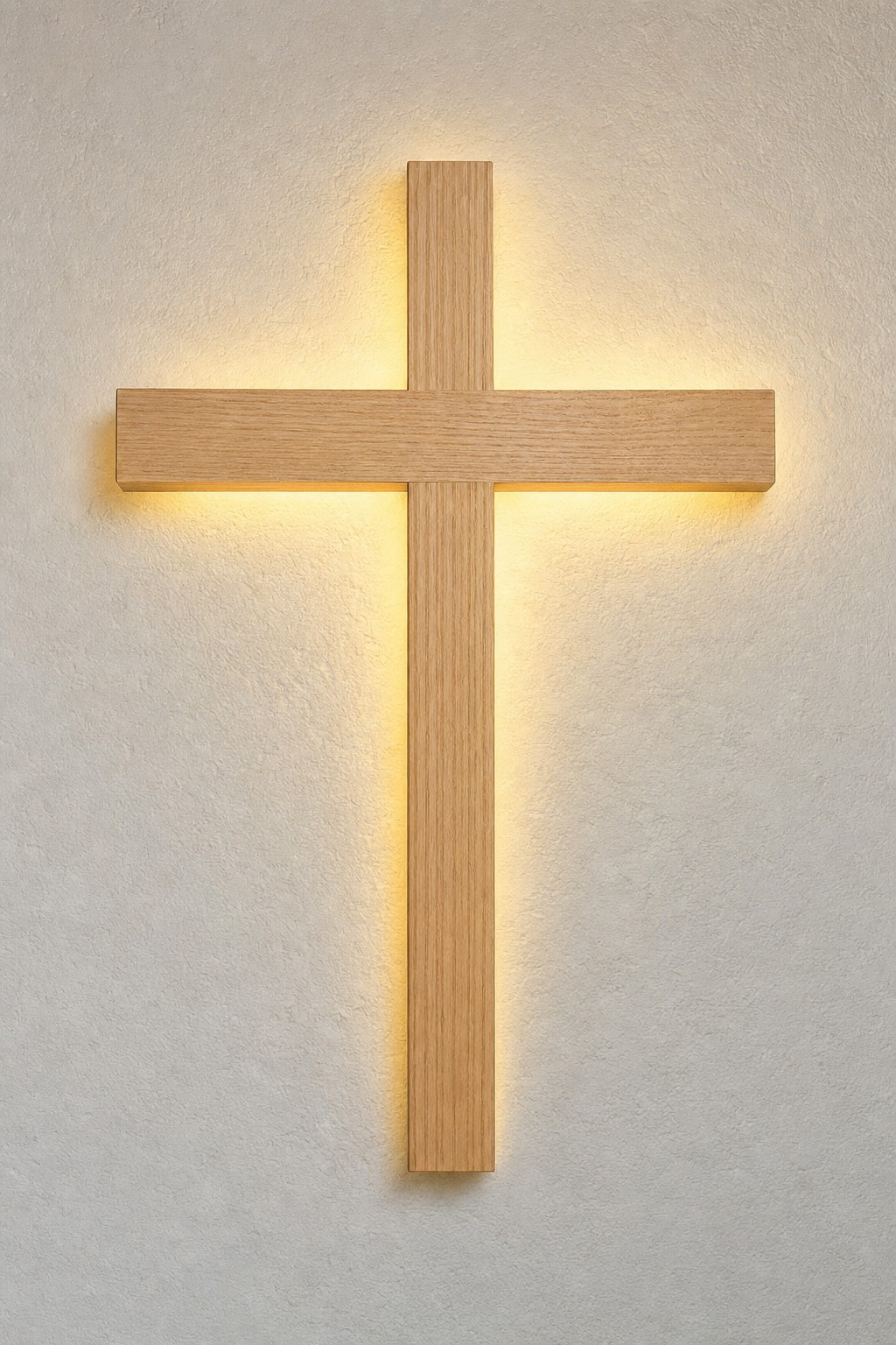 5-foot Backlit Red Oak Cross, detail 4