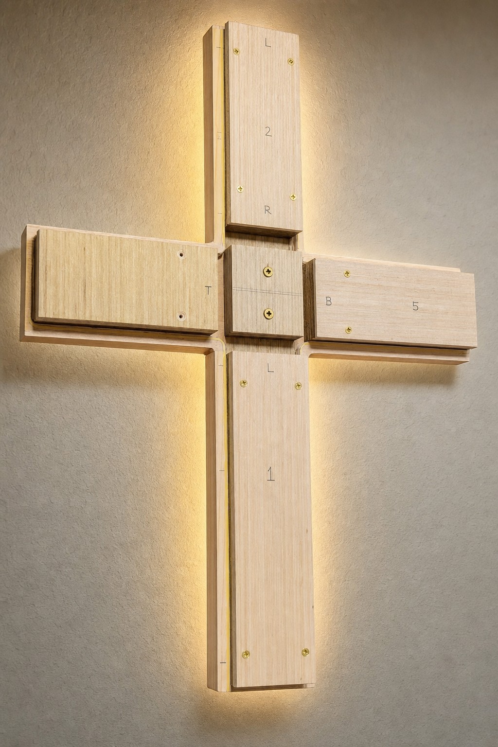 4-foot Backlit Wood Cross, detail 6