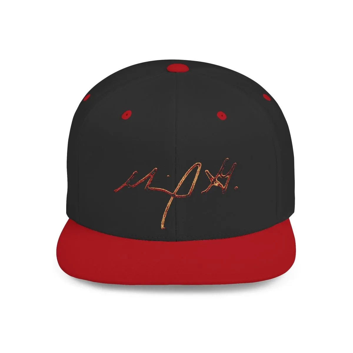 Signature Flat Bill Snapback Hat — Minimal Script Embroidery by: MoeGolUP