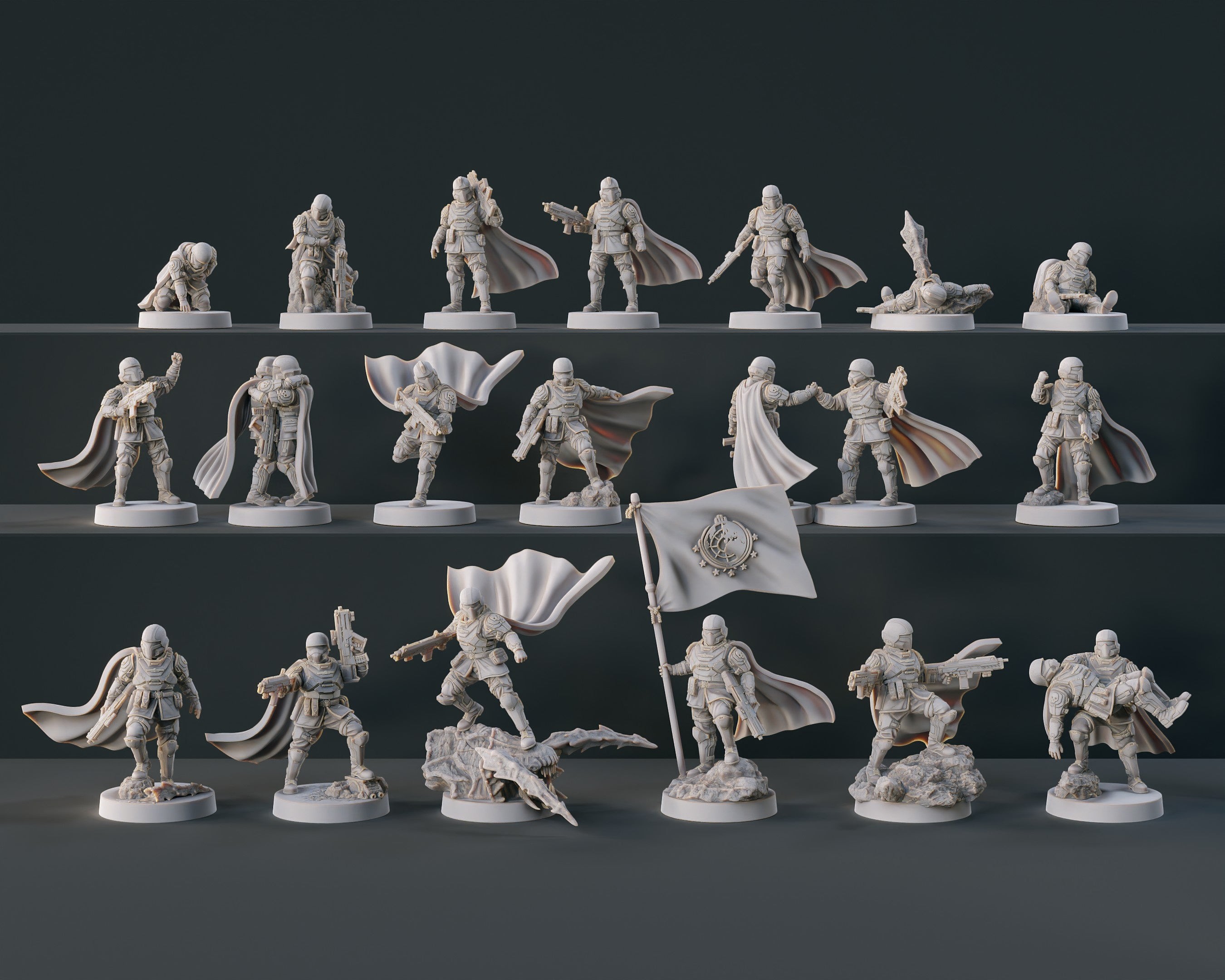 Unpainted tabletop miniature figures