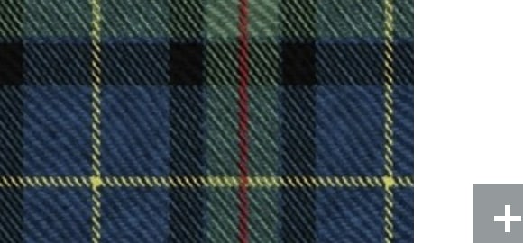 Blue green tartan fabric with fine red and yellow lines