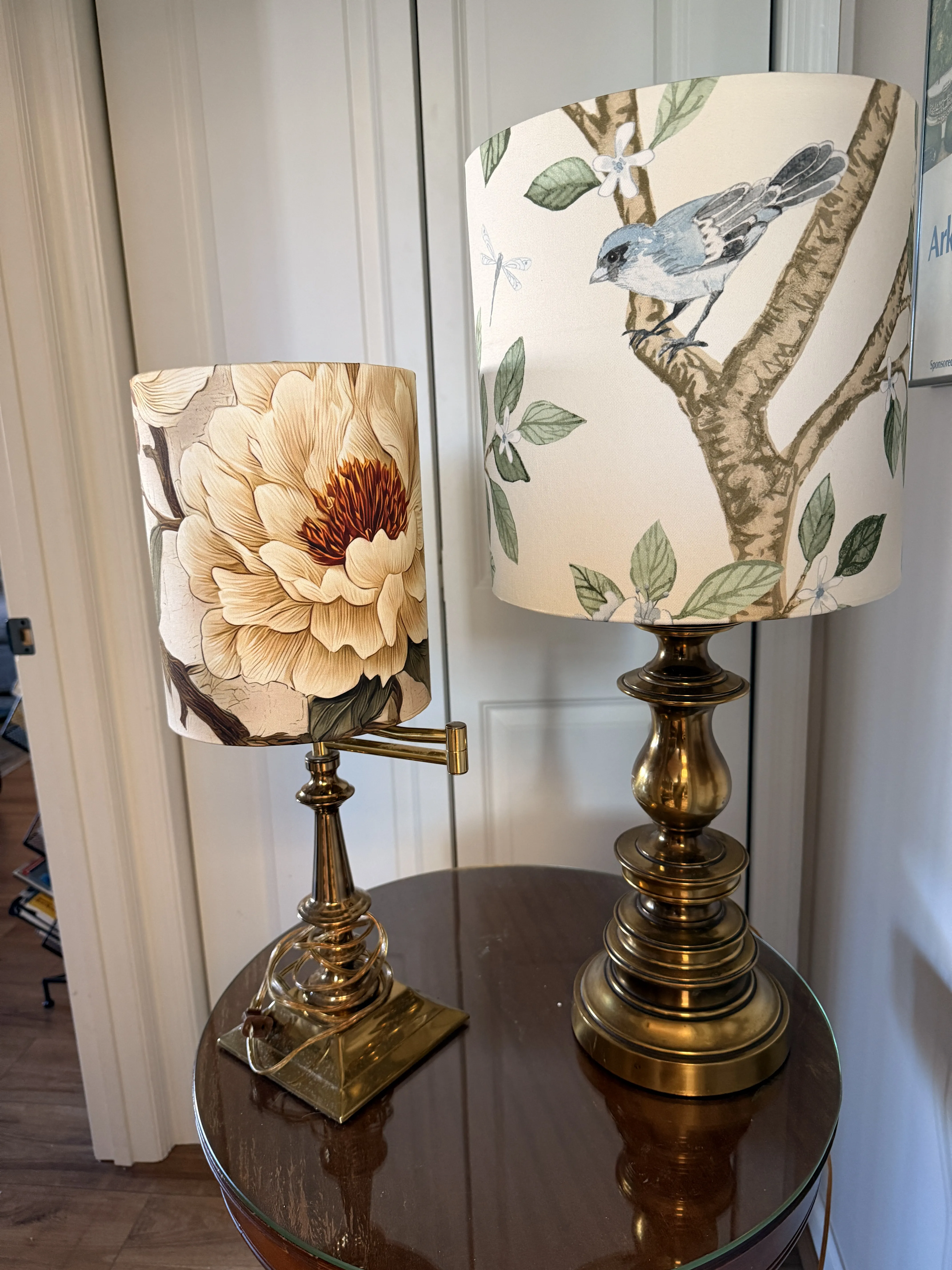 Two restored vintage lamps with handmade shades from Re.