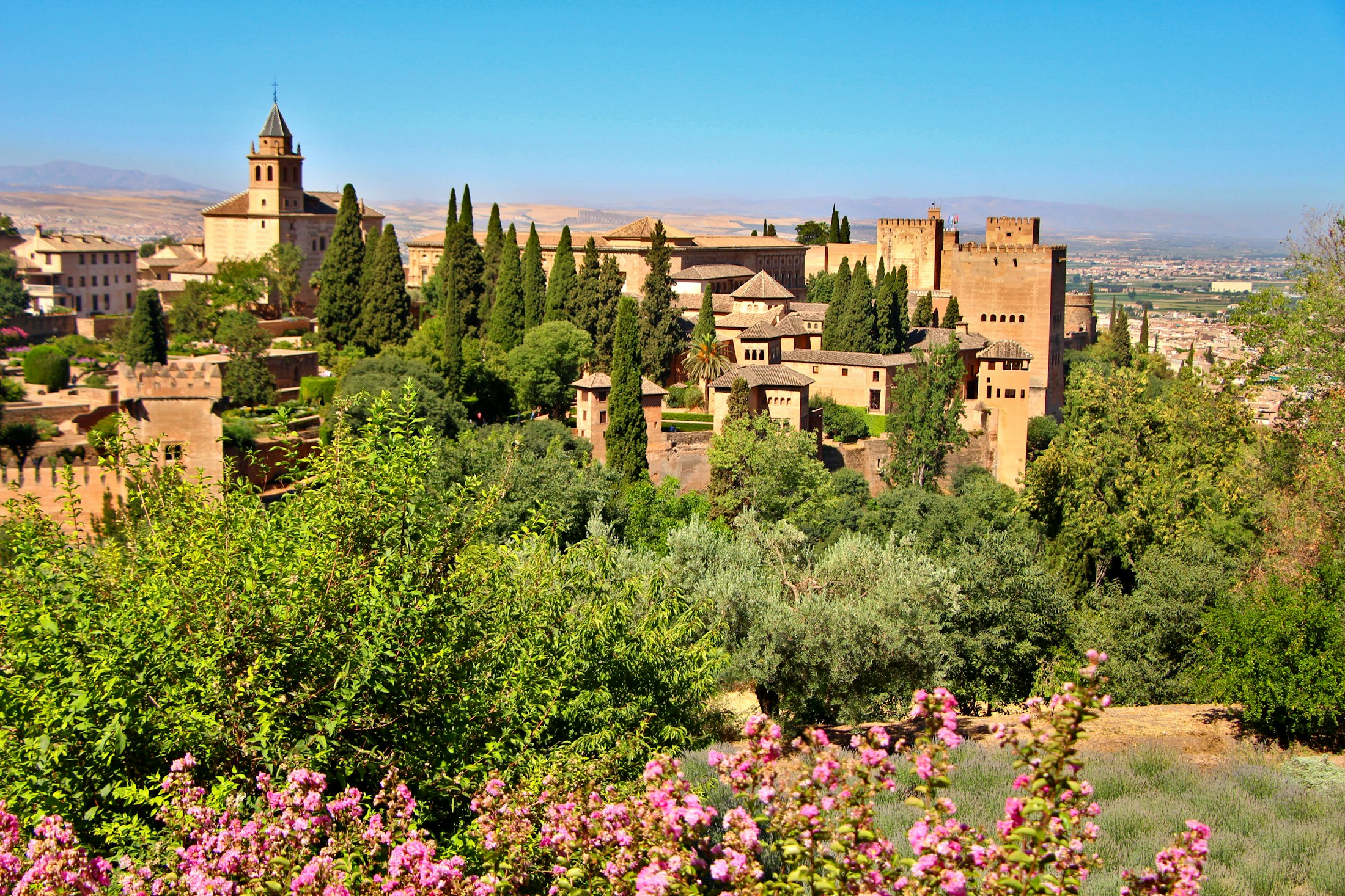 The Alhambra and spring gardens in Granada