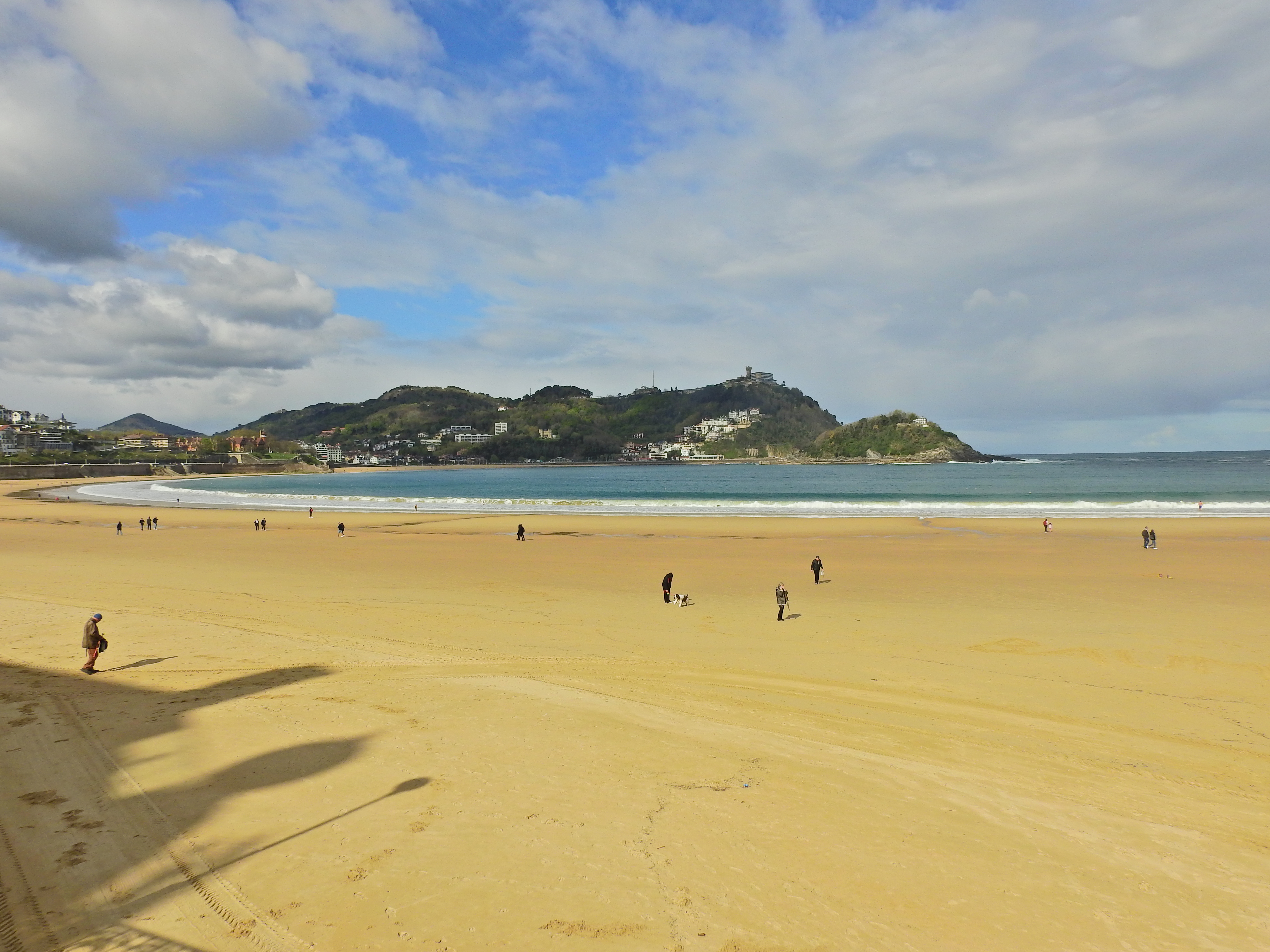 La Concha beach and bay in San Sebastián on a bright spring day