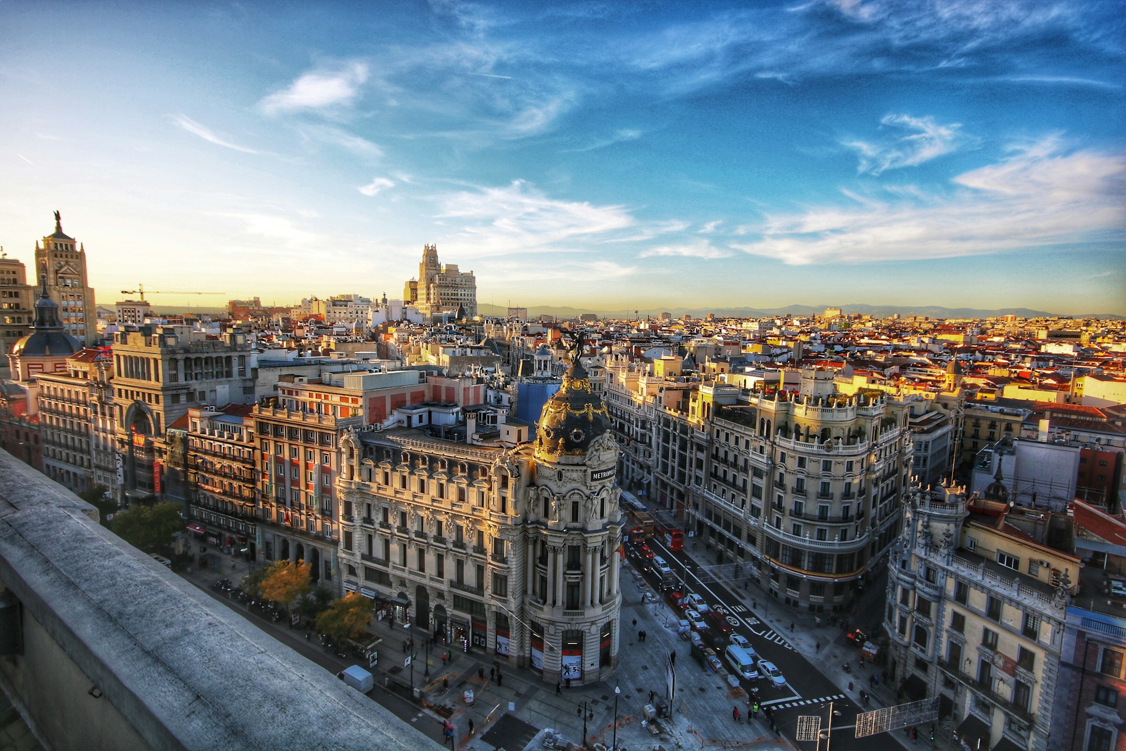 Madrid skyline in the soft light of early spring