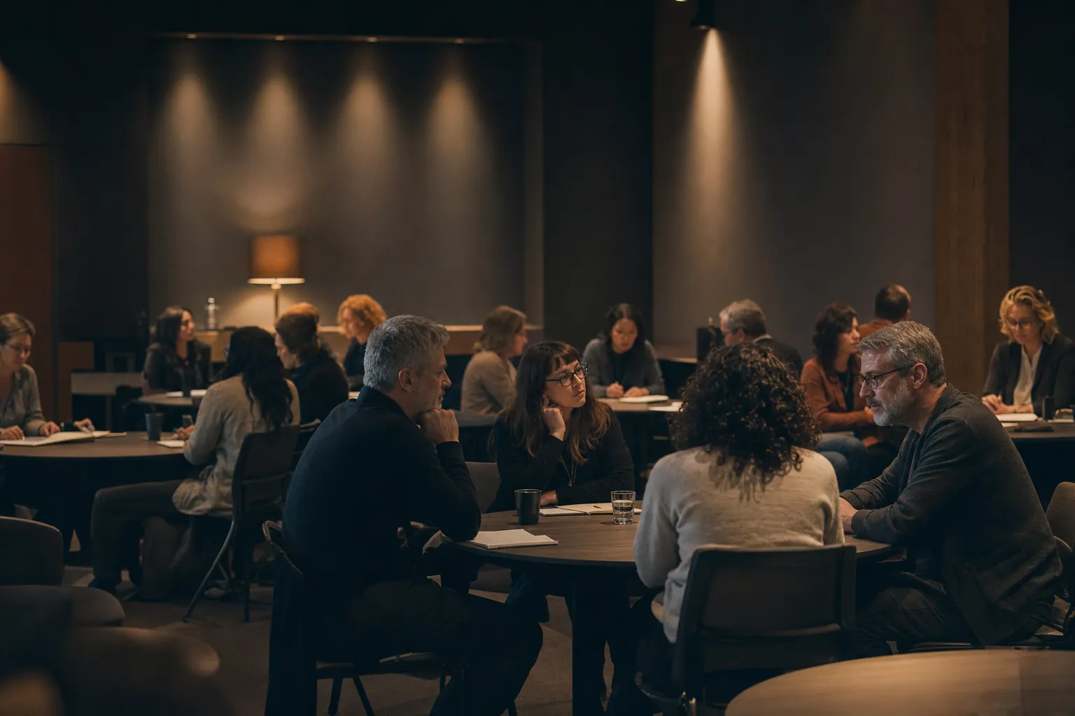 Professionals taking part in a workshop discussion