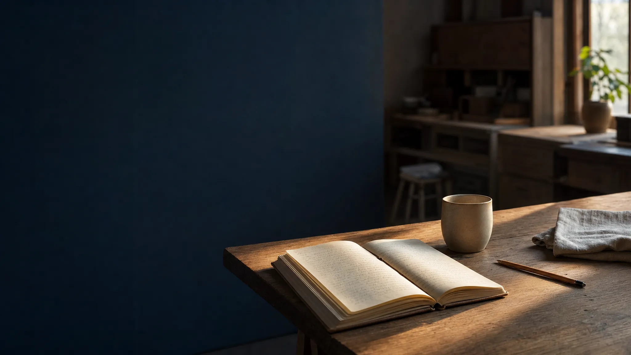 A notebook and cup in a quiet professional learning space