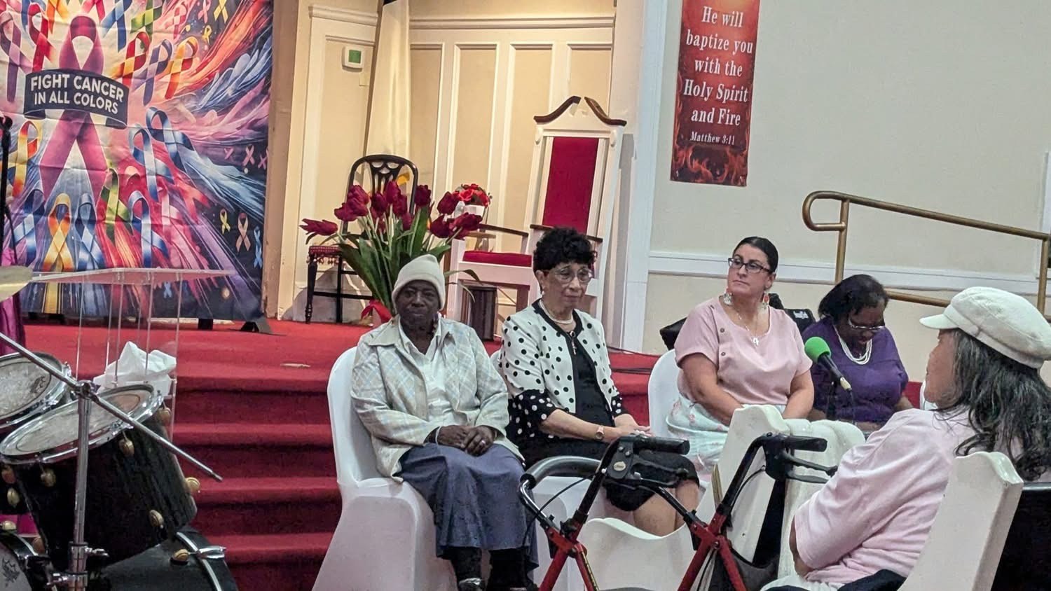 People gathered to listen and share at a Daw of a New Day cancer awareness event