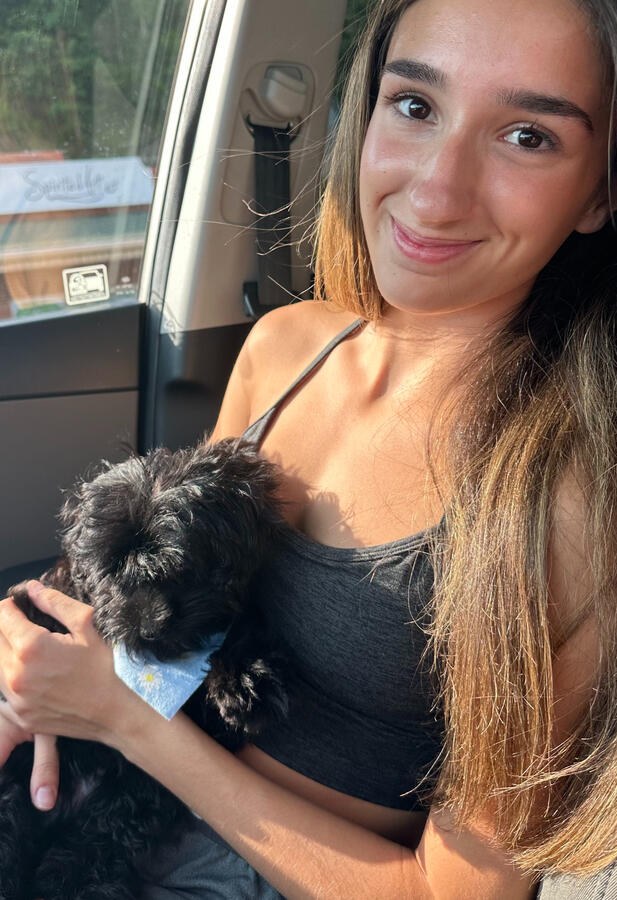 Angela Martinez with Monty, the Monty & Friends mascot