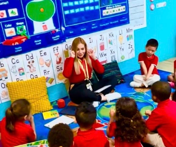 Young children listening during story time