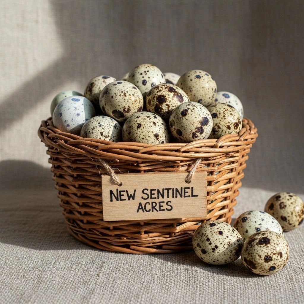 Speckled quail eggs in a small bowl