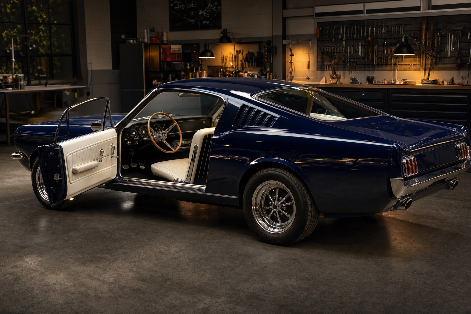 Restored classic American fastback with a carefully preserved factory-style interior