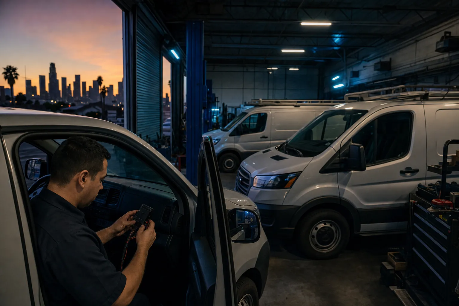 Service vehicles in an automotive workshop