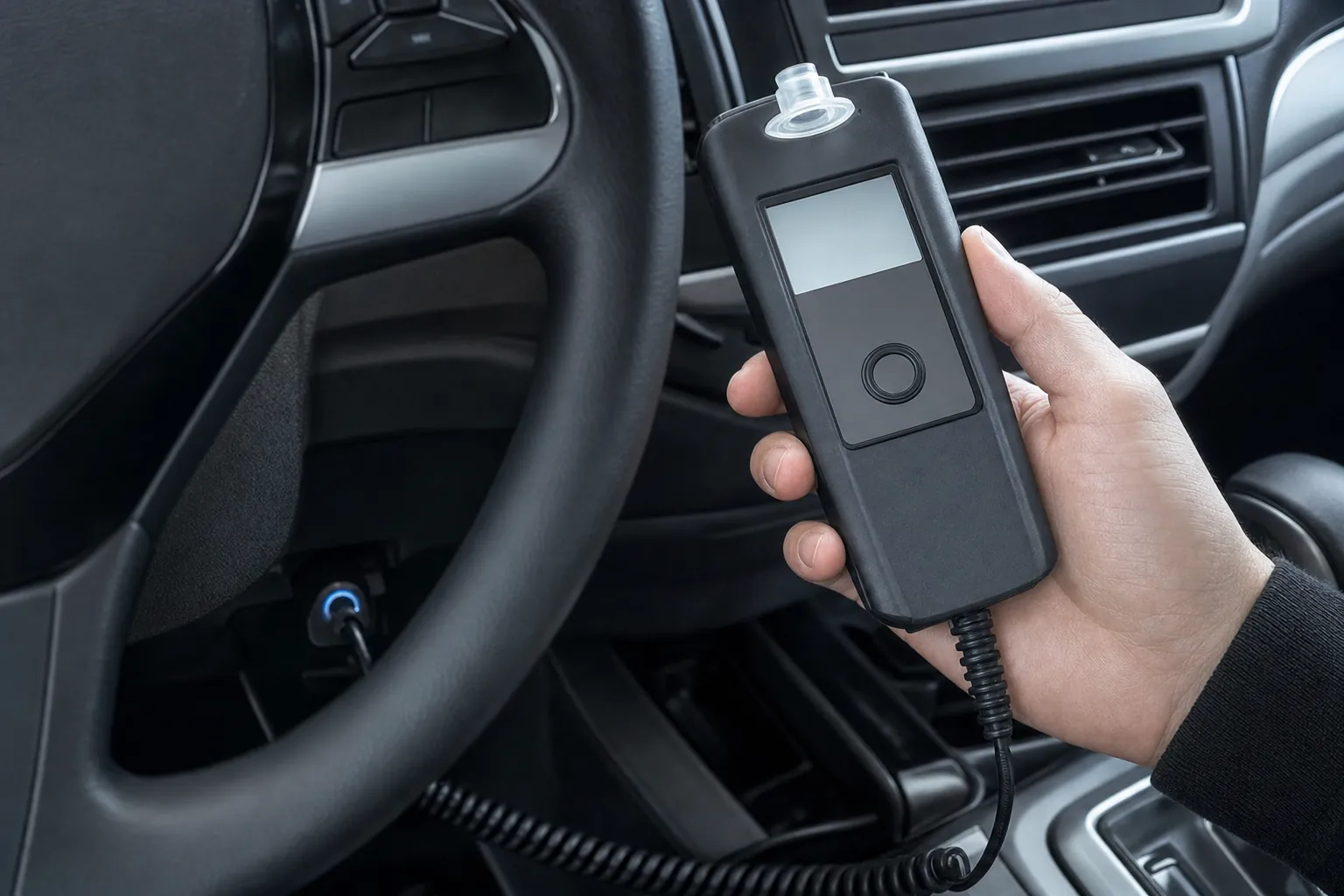 Ignition interlock device held inside a vehicle